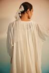 Shop_Ahmev_Ivory Chanderi Cotton Embroidery Round Neck Iki Dolman Kurta _at_Aza_Fashions