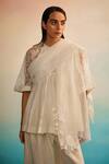 Buy_Ahmev_Ivory Organza, Chanderi Embroidery Kessho Appliqué Dupatta _at_Aza_Fashions