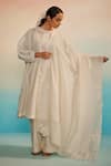 Buy_Ahmev_Ivory Chanderi Embroidery Kofu Applique Dupatta _Online_at_Aza_Fashions