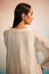 Ahmev_Ivory Chanderi, Cotton Round Neck Panelled Kurta _at_Aza_Fashions