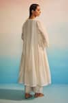 Shop_Ahmev_Ivory Chanderi, Cotton Round Neck Panelled Kurta _at_Aza_Fashions