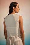 Shop_Ahmev_Ivory Chanderi, Cotton Embroidery Shiori Applique Pants _at_Aza_Fashions