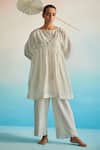 Buy_Ahmev_Ivory , , Embroidery Round Neck Kurta Set _at_Aza_Fashions