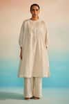 Buy_Ahmev_Ivory , , Round Neck Iki Dolman Kurta Set _at_Aza_Fashions