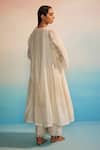 Shop_Ahmev_Ivory Chanderi, Cotton Round Neck Midori Panelled Kurta Set _at_Aza_Fashions