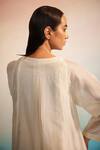 Ahmev_Ivory Cotton, Cotton, Embroidery Midori Panelled Kurta Set _at_Aza_Fashions