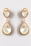 Shop_Karisa Designs_White Ora Moissanite Gold Plated Earrings _at_Aza_Fashions