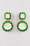 Shop_Karisa Designs_Green Stones Moissanite Earrings _at_Aza_Fashions