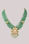 Shop_Karisa Designs_Green Panna Moissanite Bead Necklace _at_Aza_Fashions