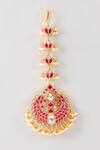 Shop_Karisa Designs_Red Guroor Kundan Maangtikka _at_Aza_Fashions