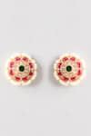 Shop_Karisa Designs_Stones, Pearls Kamal Kundan Multi Color Earrings _at_Aza_Fashions