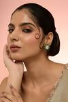 Buy_Karisa Designs_Green Stones, Beads, Crystals Floral 925 Silver Earrings _at_Aza_Fashions