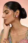 Buy_Karisa Designs_Red Stones, Beads Floral 22kt Gold Plated Earrings _at_Aza_Fashions