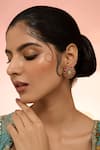 Buy_Karisa Designs_Red Beads, Stones Phool Kundan Earrings _at_Aza_Fashions