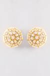 Shop_Karisa Designs_White Stones, Pearls Roop Moissanite Studs _at_Aza_Fashions