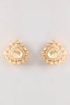 Shop_Karisa Designs_White Stones, Beads Marlo Moissanite Gold Plated Tops _at_Aza_Fashions