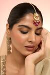 Buy_Karisa Designs_White Ashi Maangtikka With Red Beads _at_Aza_Fashions