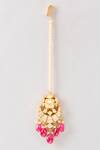 Shop_Karisa Designs_White Ashi Maangtikka With Red Beads _at_Aza_Fashions
