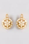 Shop_Karisa Designs_White Stones, Beads Designer Moissanite Polki Earrings _at_Aza_Fashions