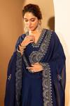 Buy_Roohbyridhimaa_Blue Organza Sequins, Zari Plunge Neck Anadh Mandala Embroidered Kurta Pant Set 