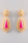 Shop_Karisa Designs_Pink Stones, Beads Adina Moissanite Earrings _at_Aza_Fashions