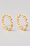Shop_Karisa Designs_Gold Plated Gemstones, Beads, Pearls Kamal Chaand Green Drop Earrings _at_Aza_Fashions