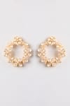 Buy_Karisa Designs_White Stones, Beads Classic Moissanite Hoop Earrings _at_Aza_Fashions