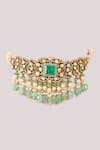 Shop_Karisa Designs_Green Rani Victorian Choker _at_Aza_Fashions