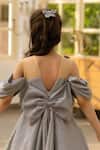 Shop_Fayon Kids_Gray Bows Designer Shimmer Dress _at_Aza_Fashions