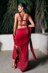 Shop_Aurouss_Red Organza, Satin, Spandex, Twill Sequins, Beads, Embroidery Round Skirt Set _at_Aza_Fashions