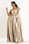 Buy_Aurouss_Gold Satin, Tulle Embroidery Asymmetric Liquid Designer Gown 