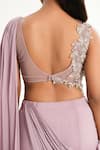 Buy_Aurouss_Pink Georgette, Tulle Beads, Embroidery Designer Pre-draped Saree With Blouse 