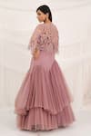 Aurouss_Pink Tulle, Georgette, Mesh, Organza Beads, Embroidery Rose Lehenga Set _Online_at_Aza_Fashions
