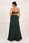 Shop_Aurouss_Emerald Green Silk, Organza, Crepe Embroidery, Beads Ruffled Cape And Palazzo Set _Online_at_Aza_Fashions