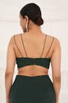 Buy_Aurouss_Emerald Green Silk, Organza, Crepe Embroidery, Beads Ruffled Cape And Palazzo Set _Online