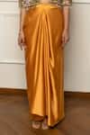 Buy_Isha Regalia_Yellow Satin, Net Embroidery, Beads Round , Open Mustard Cape Set _Online_at_Aza_Fashions