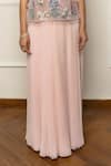 Isha Regalia_Pink Satin, Net Embroidery Round Neck Hand Top And Pleated Skirt _Online_at_Aza_Fashions