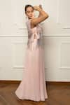 Buy_Isha Regalia_Pink Satin, Net Embroidery Round Neck Hand Top And Pleated Skirt _Online_at_Aza_Fashions