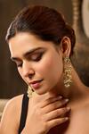 Paisley Pop_Turquoise Pearls, Stones Kundan Earrings _at_Aza_Fashions