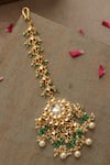 Shop_Paisley Pop_Green Kundan Maangtikka With Mint Accents _at_Aza_Fashions