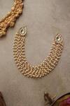 Shop_Paisley Pop_Gold Pearls Kundan Plated Braid Pin _at_Aza_Fashions