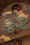 Paisley Pop_Multi Color Pearls, Stones Kundan Jhumki Earrings _at_Aza_Fashions