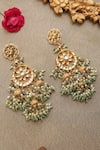 Shop_Paisley Pop_Multi Color Pearls, Stones Kundan Jhumki Earrings _at_Aza_Fashions