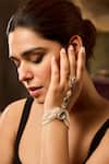 Paisley Pop_Red Pearls, Gemstones Polki Haathphool _Online_at_Aza_Fashions
