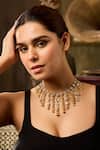 Buy_Paisley Pop_Gold Plated Kundan Designer Necklace _at_Aza_Fashions