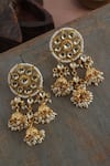 Shop_Paisley Pop_Gold Plated Pearls Kundan Jhumka Earrings _at_Aza_Fashions