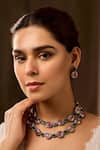 Paisley Pop_Pink Crystals, Stones Layered Necklace Set _Online_at_Aza_Fashions