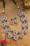Buy_Paisley Pop_Pink Crystals, Stones Layered Necklace Set 