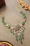 Shop_Paisley Pop_Mint Polki Necklace _at_Aza_Fashions
