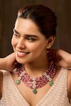 Buy_Paisley Pop_Pink Floral Polki Necklace _at_Aza_Fashions